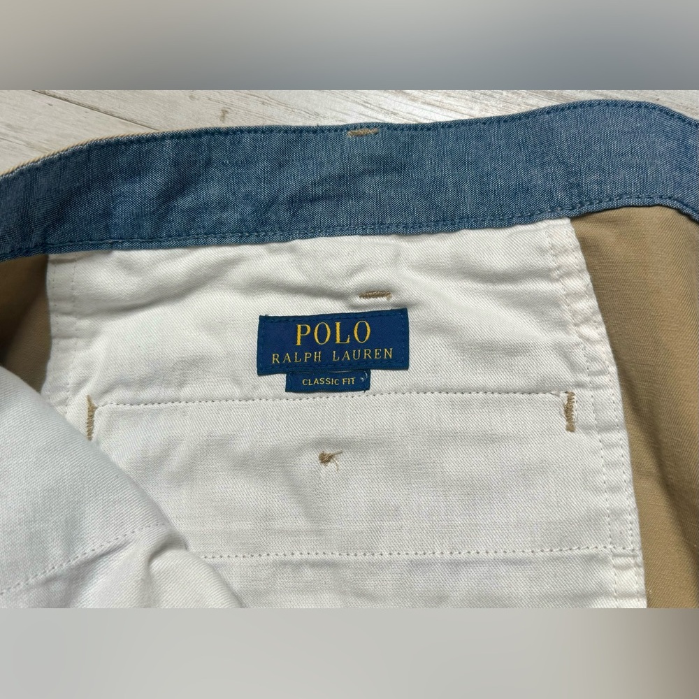 Polo Ralph Lauren Mens Chino Shorts Size 46B Khaki Stretch Classic Fit 10” - Picture 6 of 10